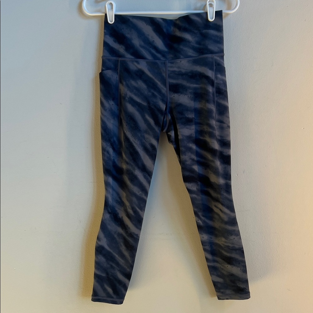 Athleta grey and Black animal Striped Leggings